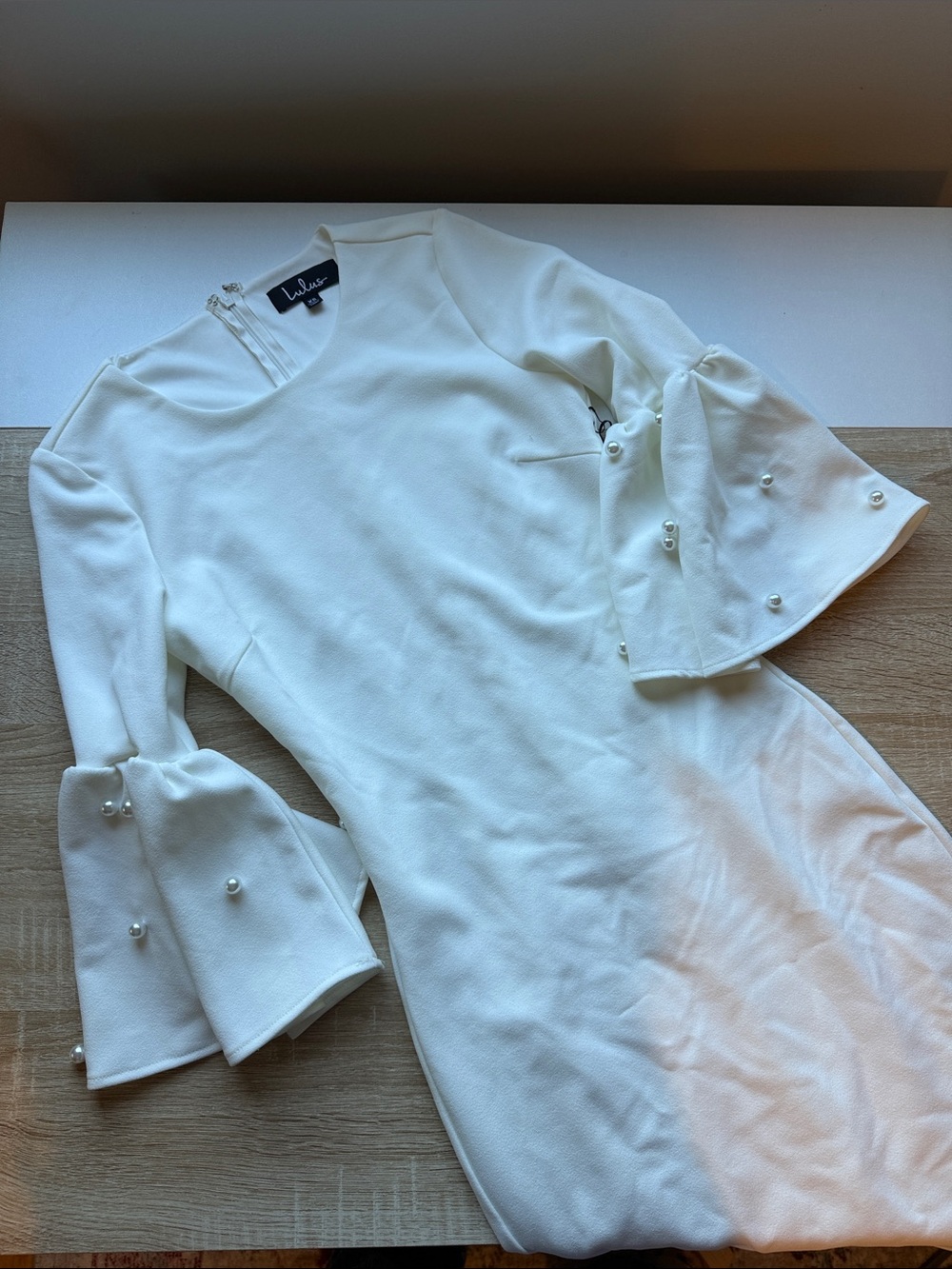 Lulu's Ivory Pearl-Embellished Bell Sleeve Tunic